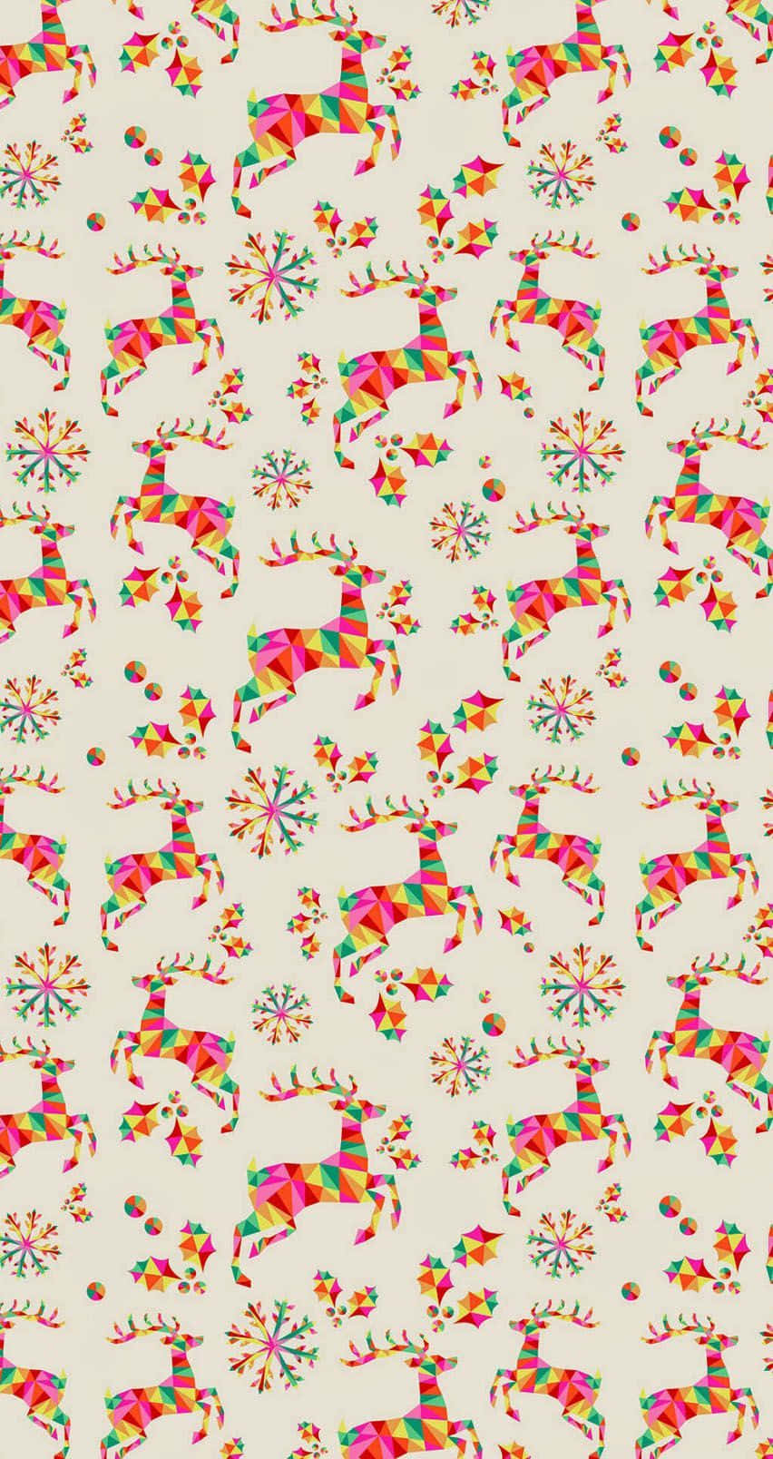 reindeer, snowflakes, rainbow hues, HD Phone Wallpaper