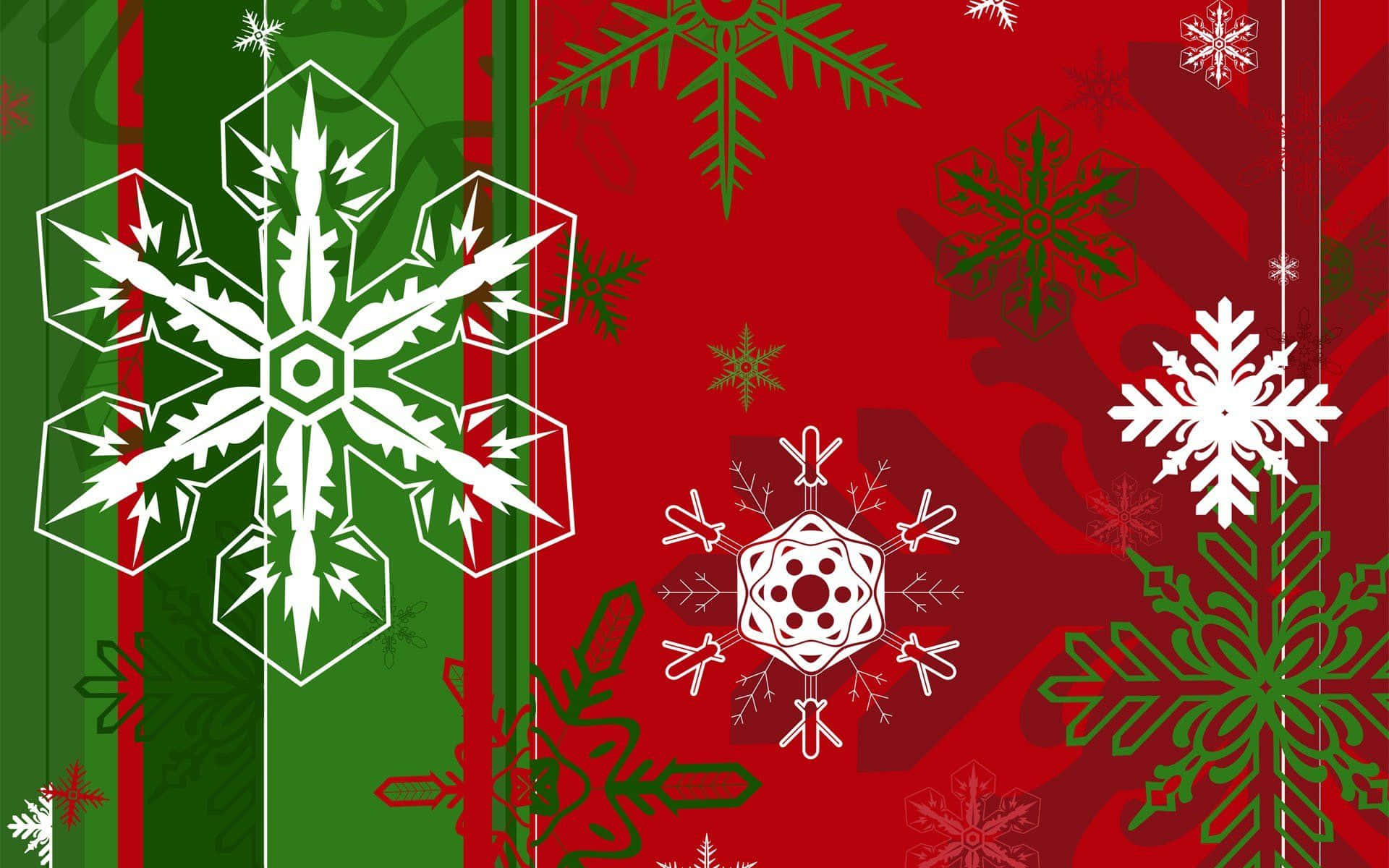 red and green christmas, Red And Green Christmas Snowflakes, vibrant red and green, Full HD Desktop Wallpaper