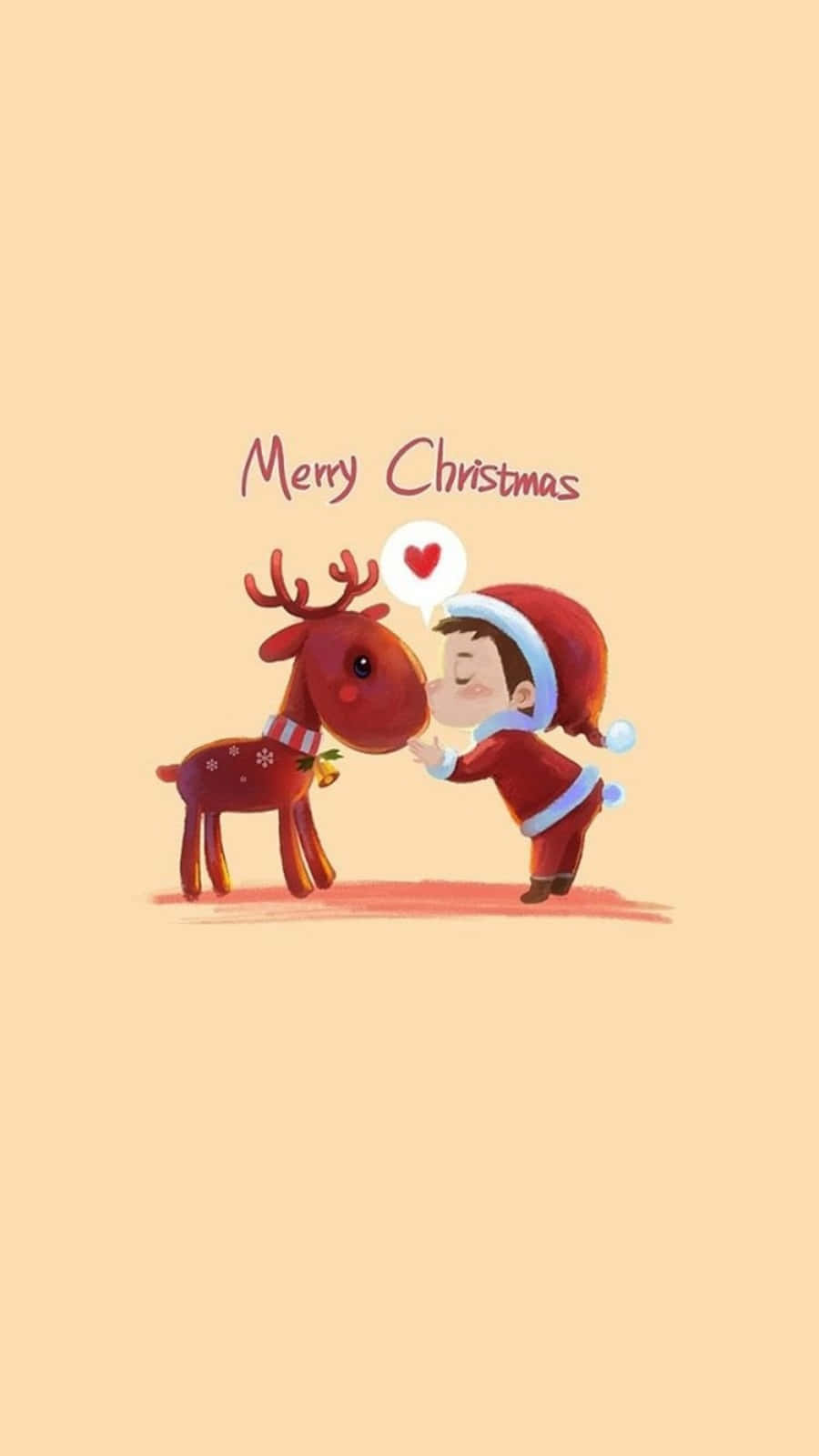 reindeer, Santa hat, heart bubble, HD Phone Wallpaper