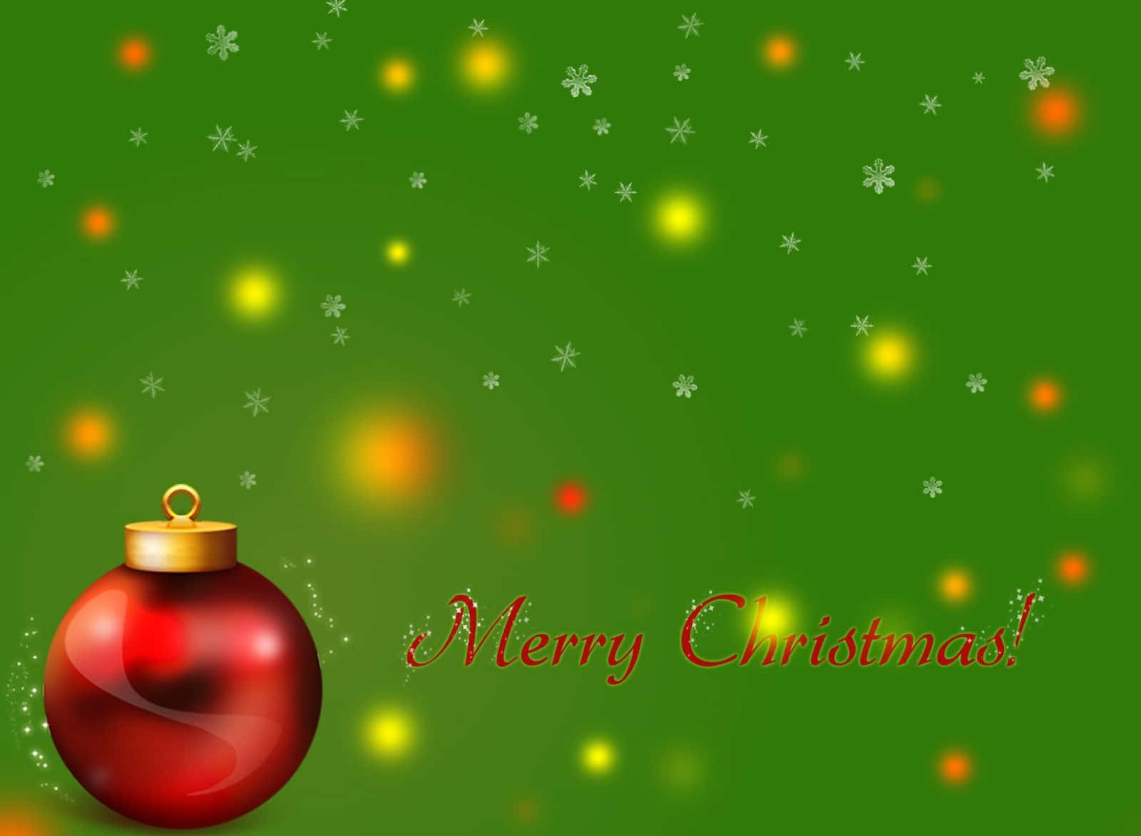 glossy red Christmas ornament, gold cap, vibrant green background, HD Desktop Wallpaper
