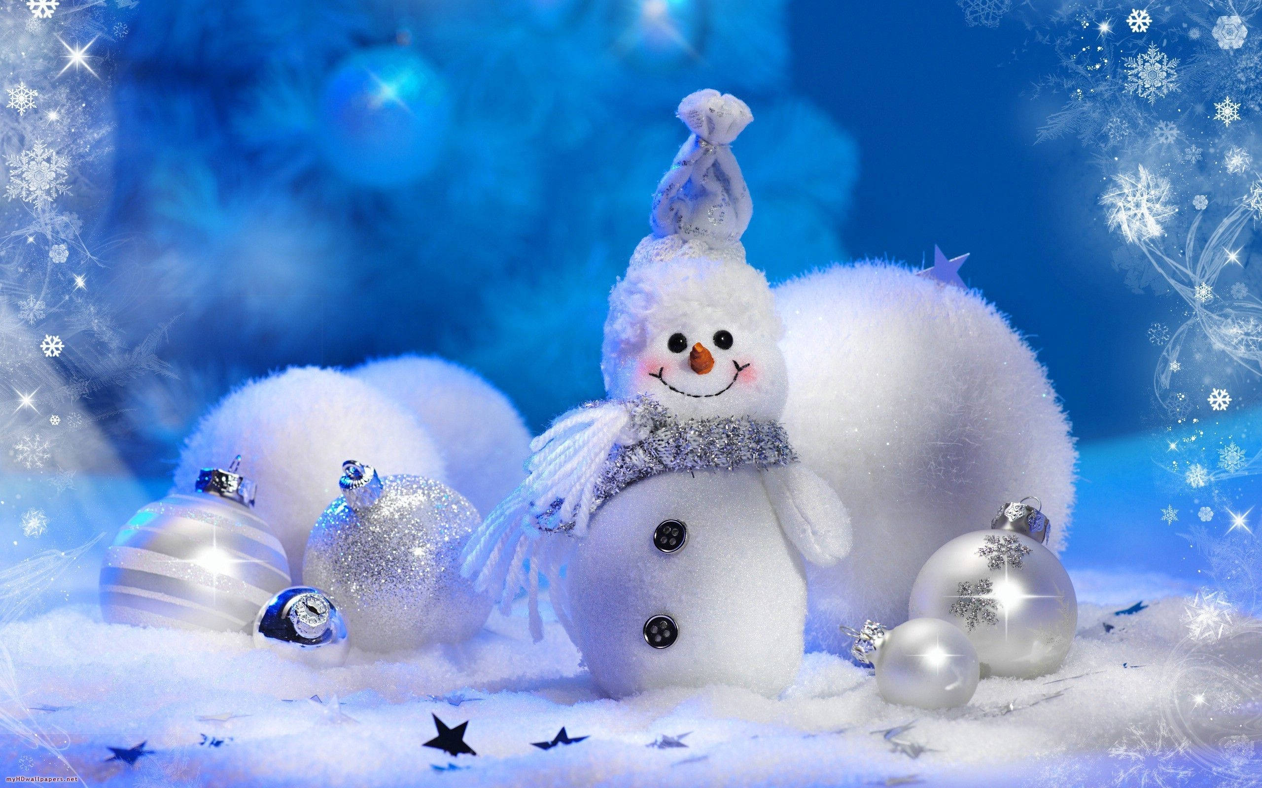 Christmas Aesthetic Desktop, snowman, scarf, 2K Desktop Wallpaper