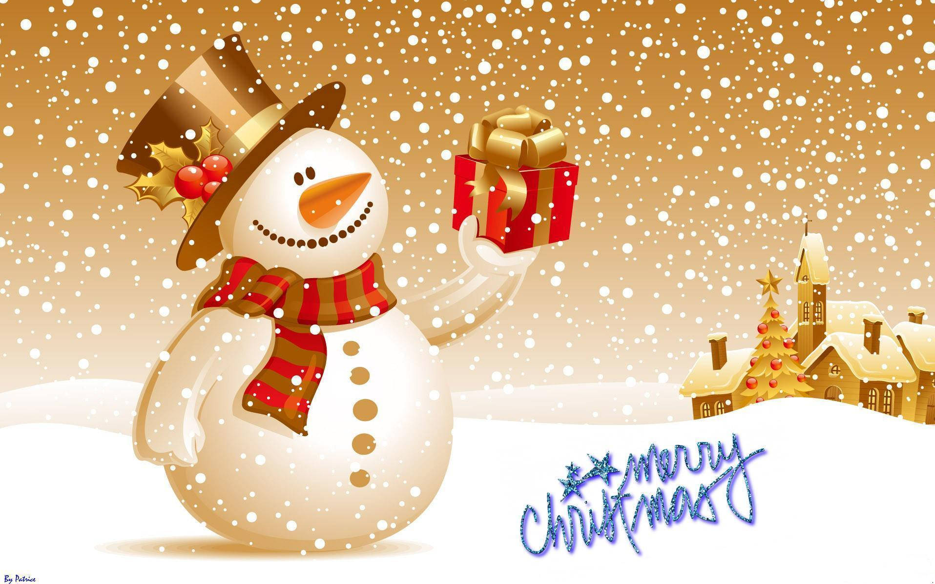 snowman, top hat, scarf, HD Desktop Wallpaper