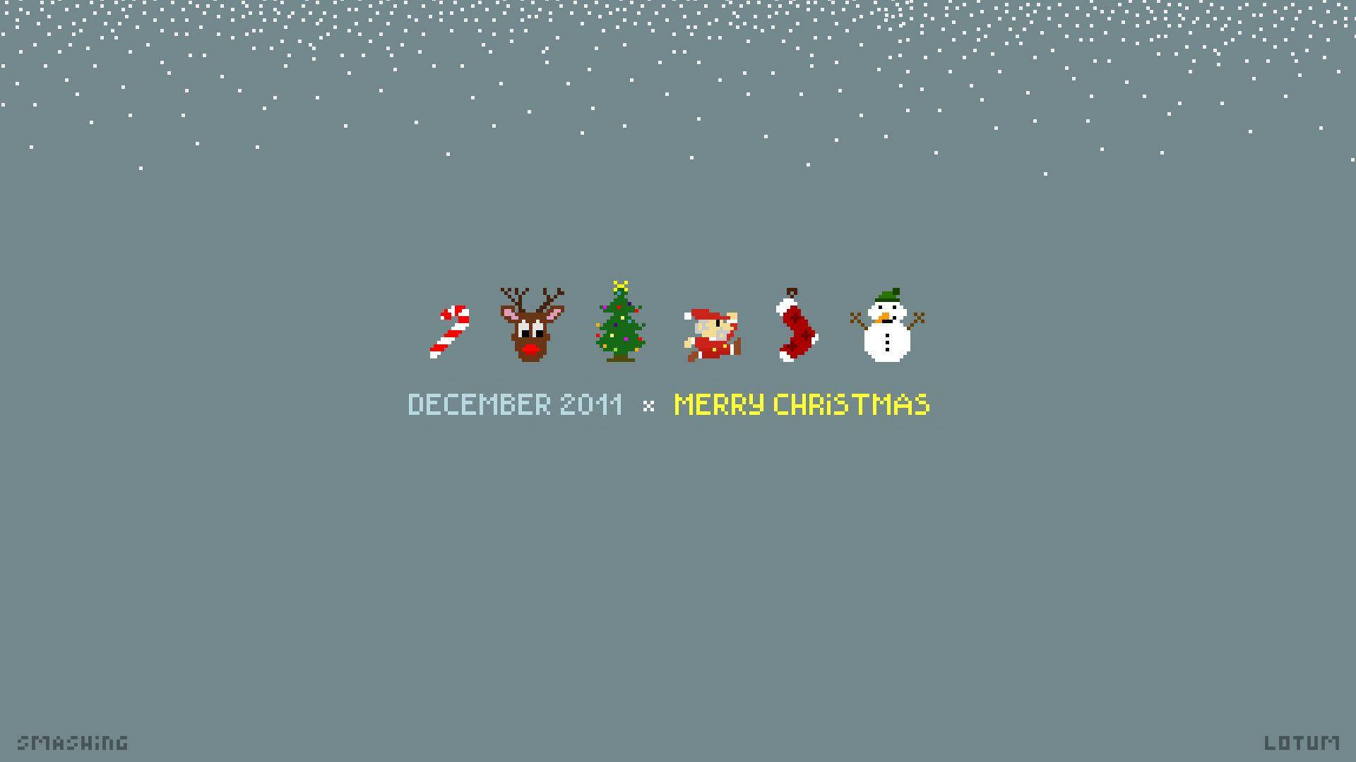 Christmas Aesthetic Desktop, pixel art, reindeer, Full HD Desktop Wallpaper
