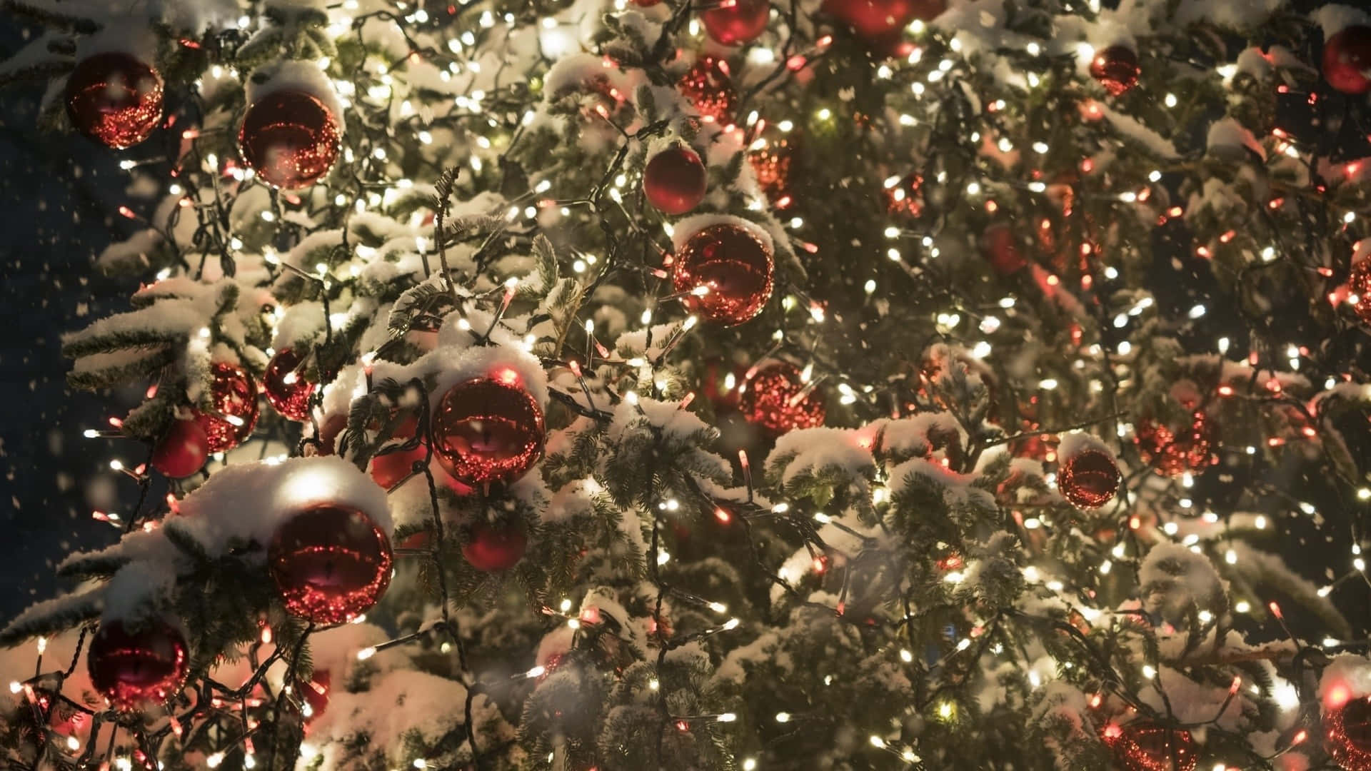 Christmas Aesthetic Tumblr Computer, snow, Christmas tree, Full HD Desktop Wallpaper