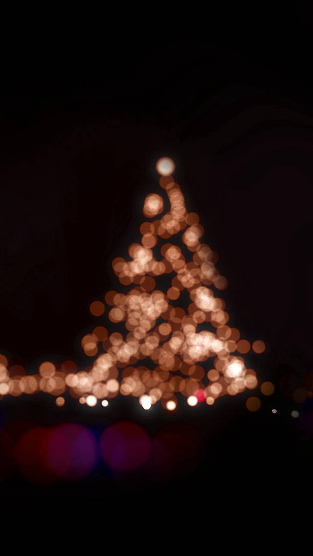 Christmas tree, glowing bokeh lights, dark night sky, SD Phone Wallpaper