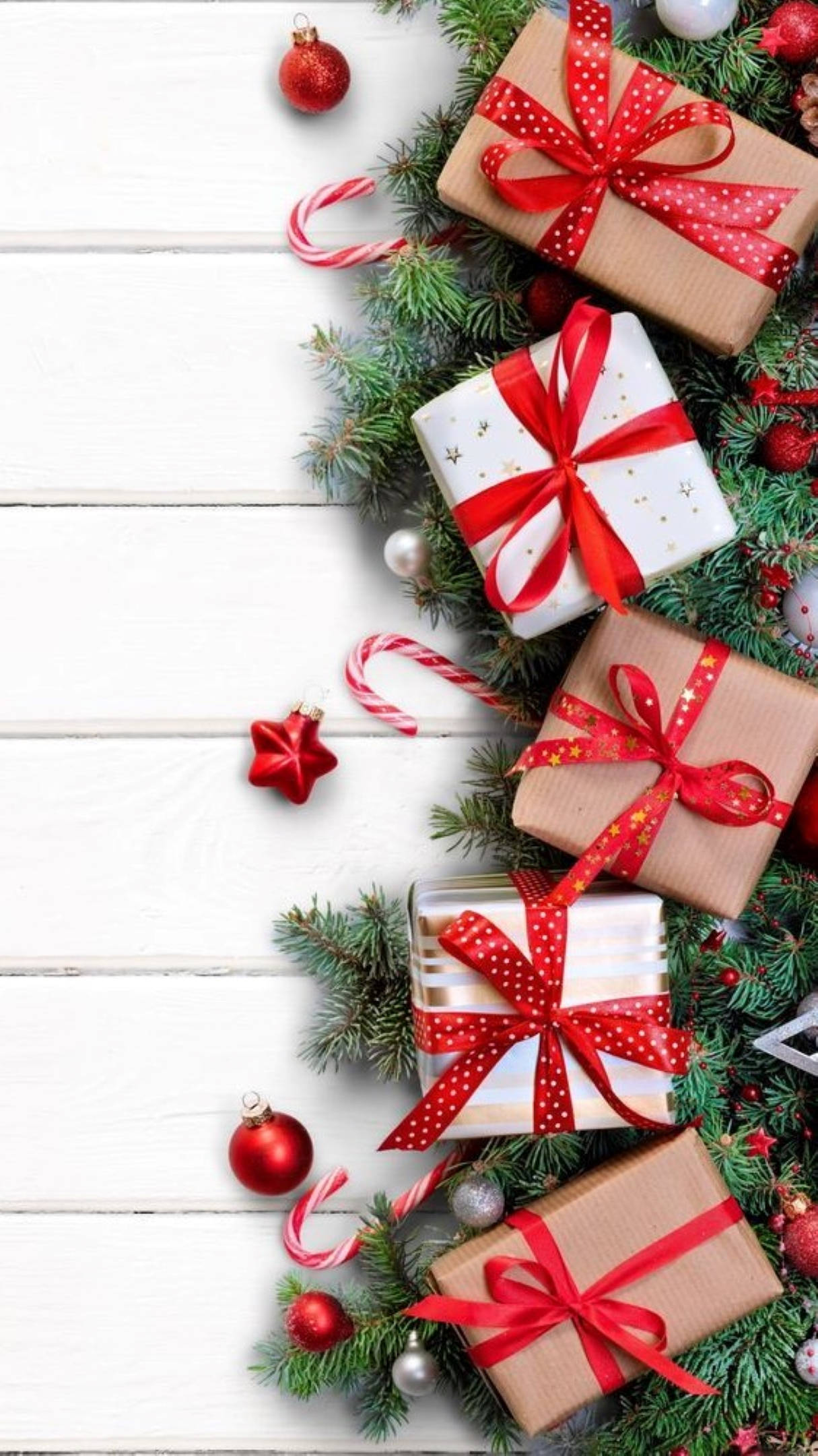Christmas Aesthetic, red ribbons, red paper, Full HD Phone Wallpaper
