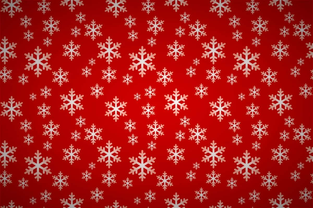 Snowflakes Christmas Pattern, vibrant red background, scattered white snowflakes, SD Desktop Wallpaper