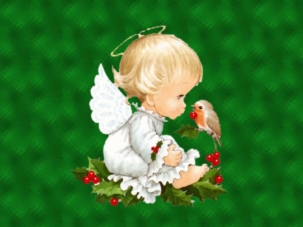 angel baby, white wings, halo, SD Desktop Wallpaper