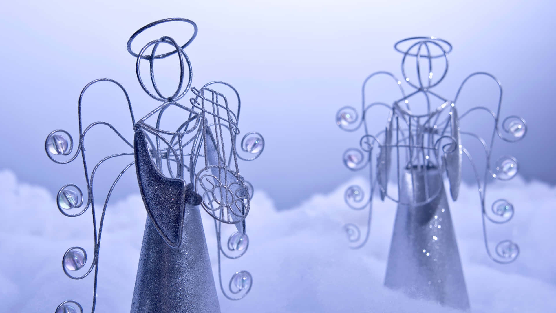 wire frame, Christmas Angels, crystal orbs, Full HD Desktop Wallpaper