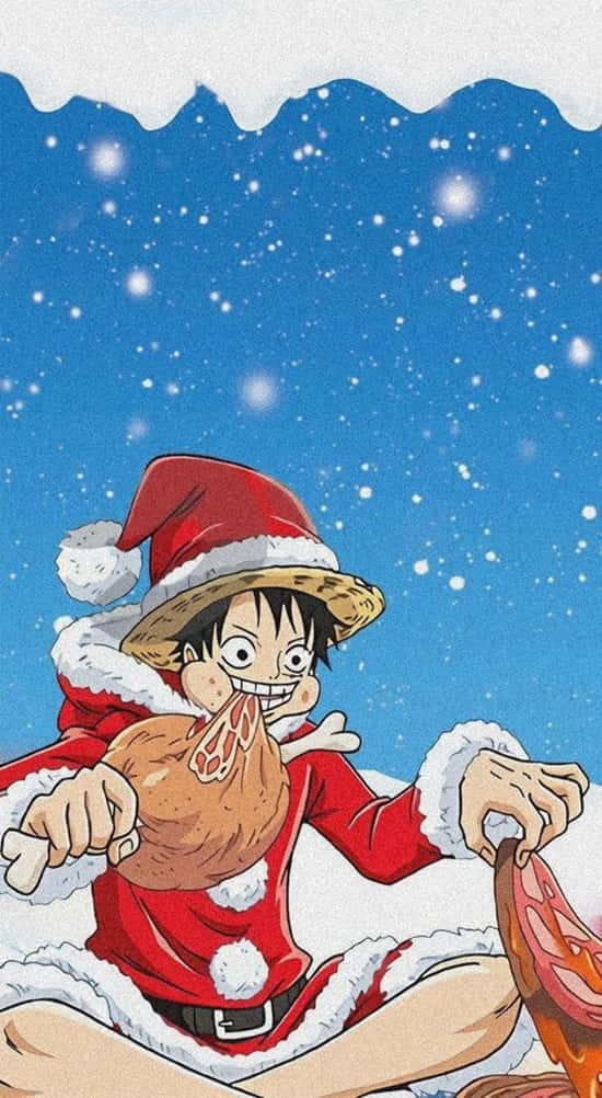 Santa outfit, giant turkey, snowy blue sky, SD Phone Wallpaper