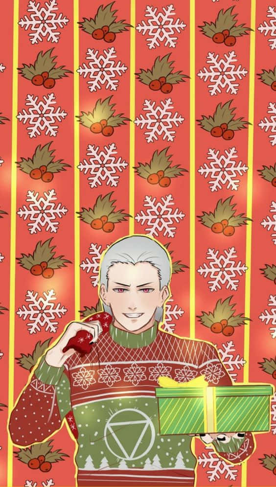 anime boys, wintery Christmas, festive sweater, SD Phone Wallpaper