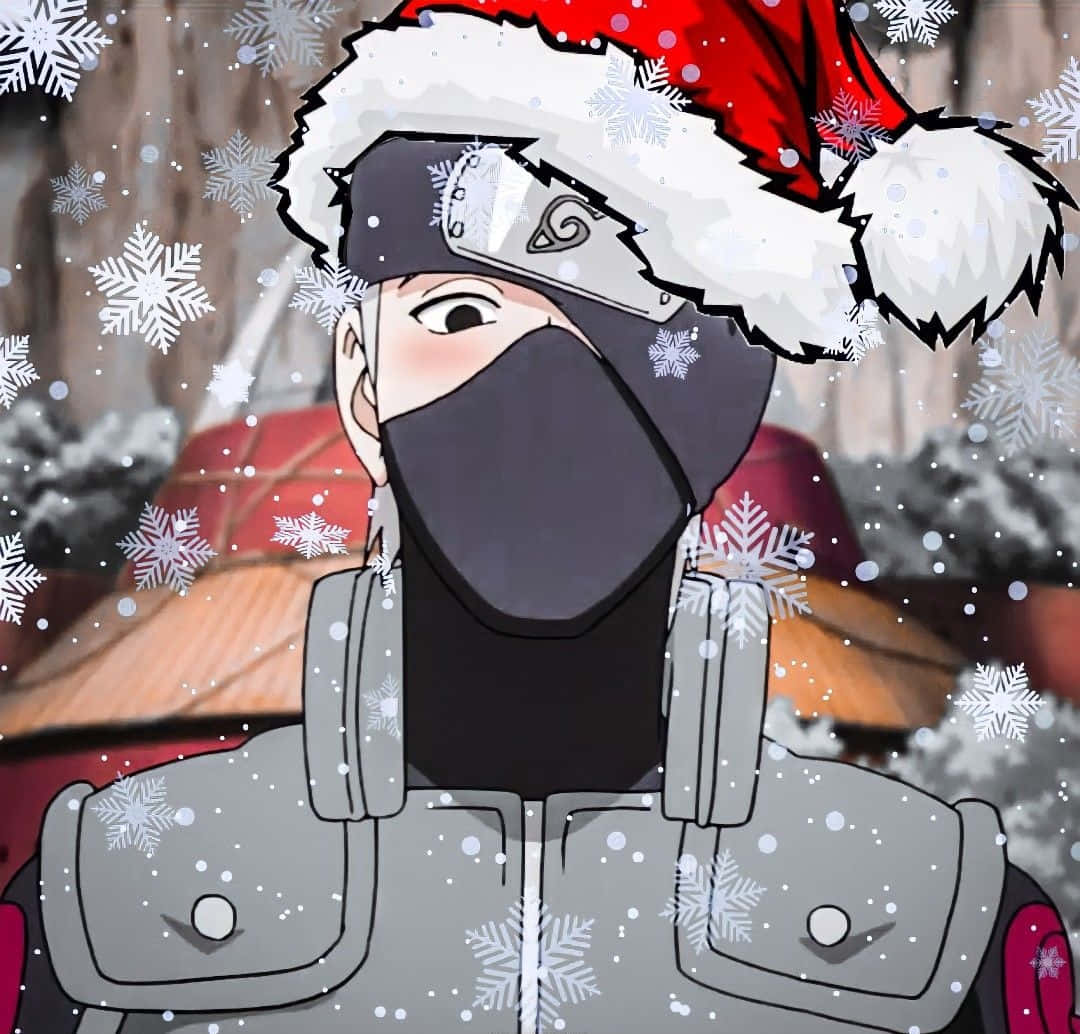 anime ninja, Santa hat, snowy forest, SD Desktop Wallpaper