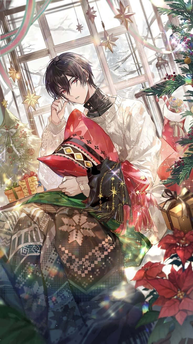 Christmas, anime boys, festive attire, HD Phone Wallpaper