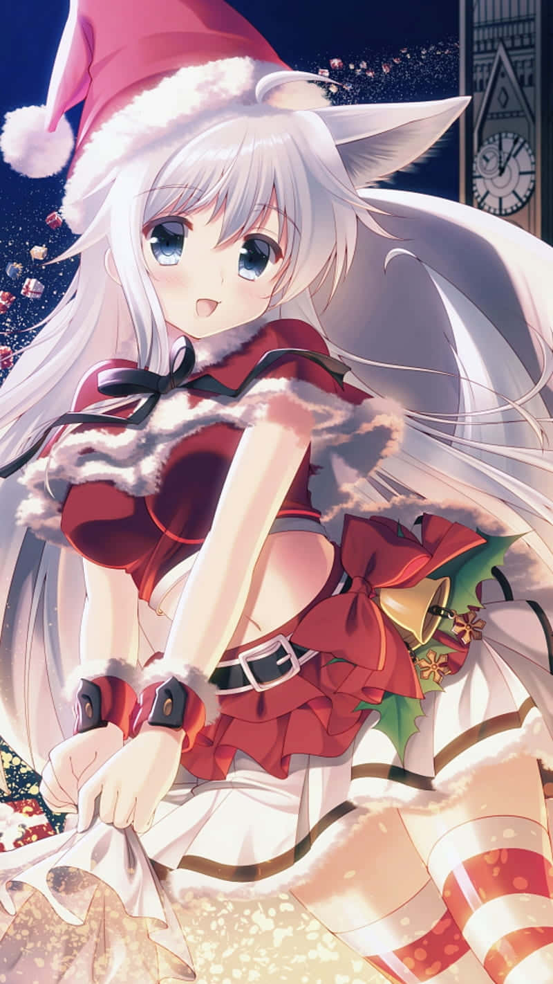 cat girl, white hair, fox ears, HD Phone Wallpaper