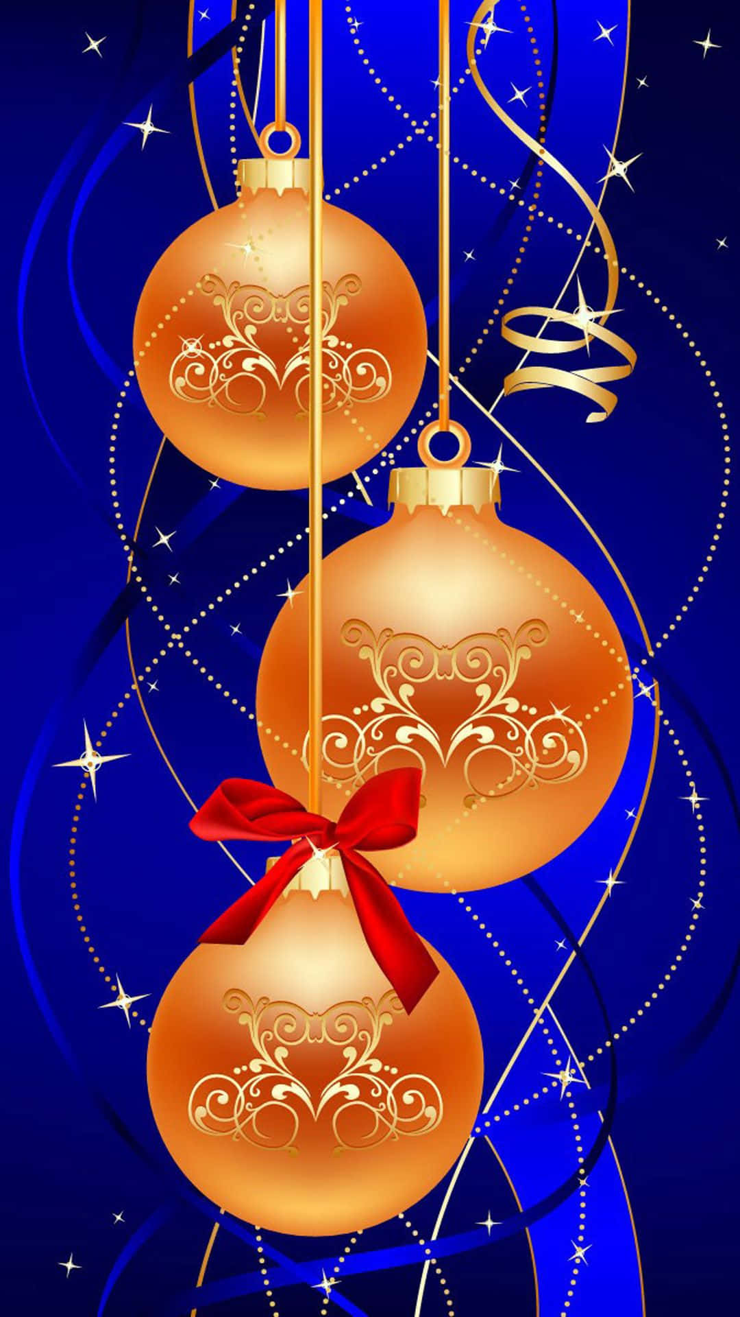 Orange Christmas Balls, holiday iphone, golden ornate Christmas ornaments, Full HD Phone Wallpaper
