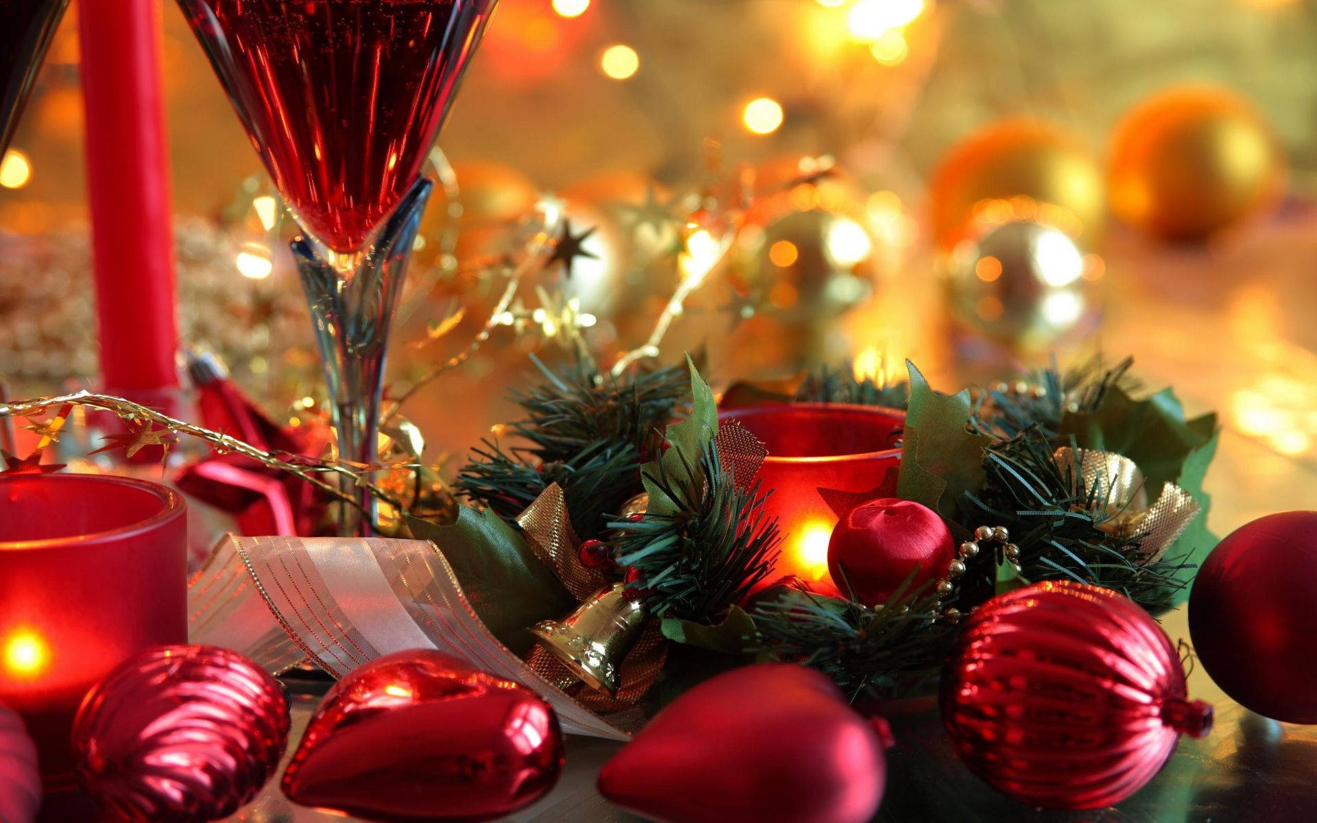dark pink, festive christmas decorations, red ornaments, Full HD Desktop Wallpaper