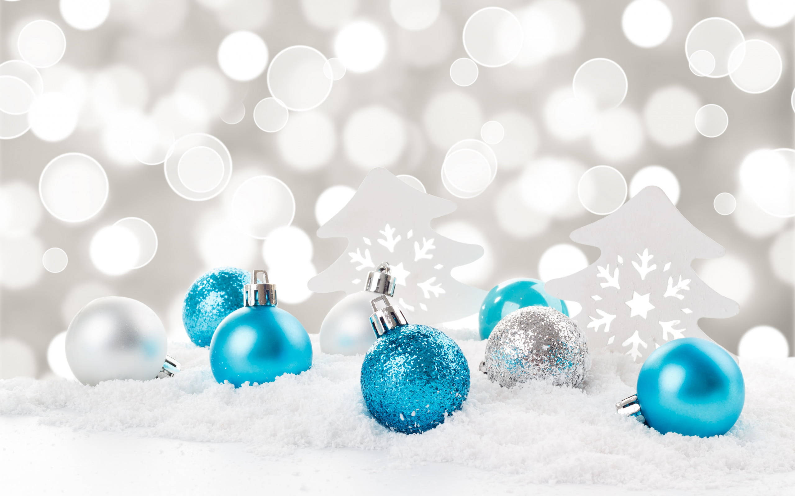 blue, silver, Christmas ornaments, 2K Desktop Wallpaper