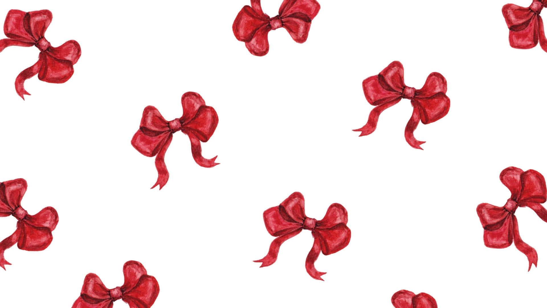 Christmas Red Bow, vibrant red, watercolor, Full HD Desktop Wallpaper