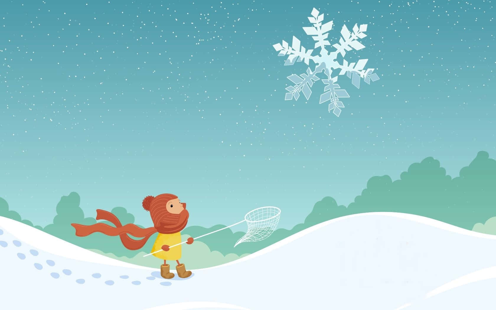 Christmas Cartoon, child, red scarf, HD Desktop Wallpaper