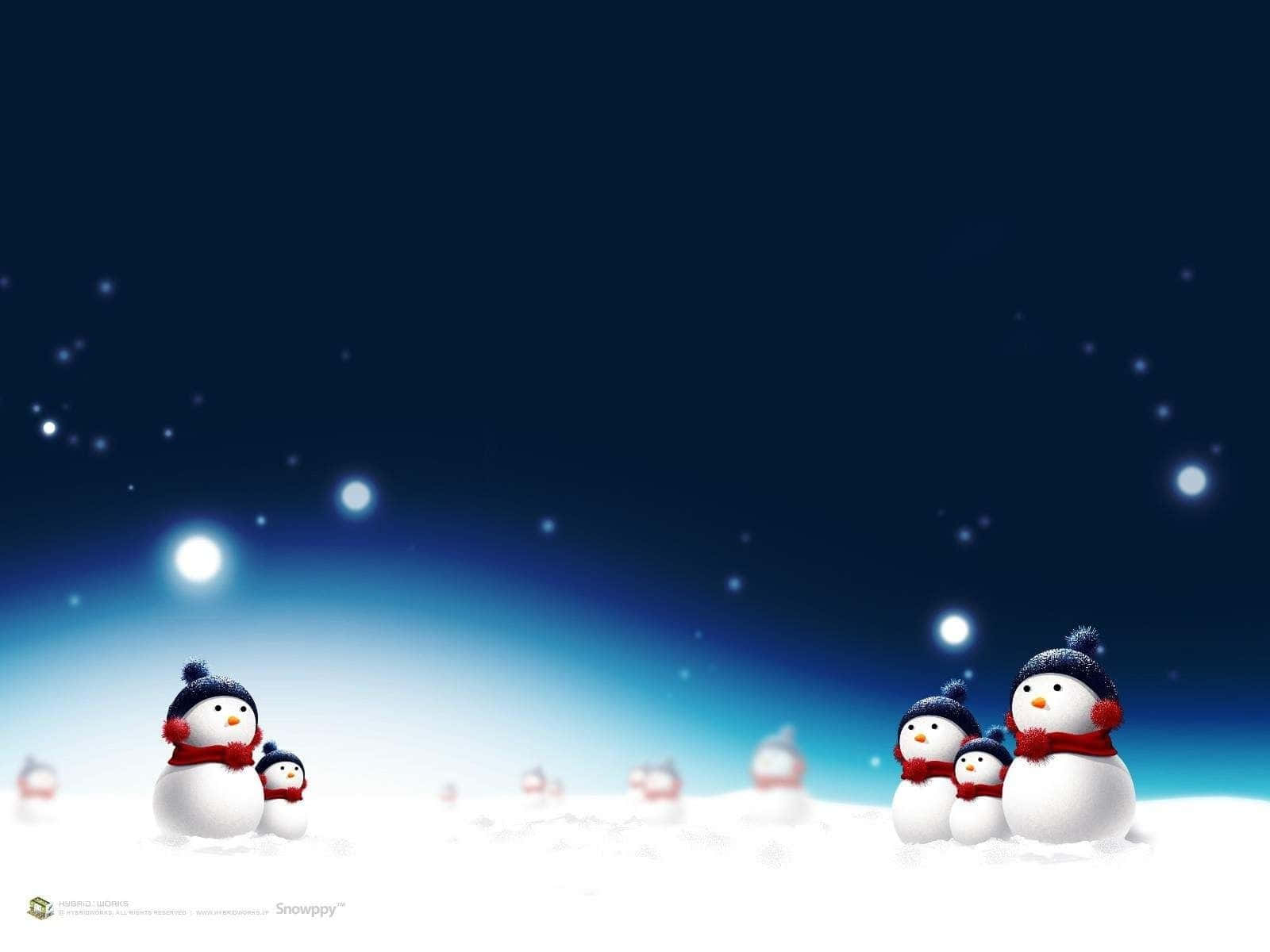 Christmas Cartoon, snowman family, cozy hats and scarves, HD Desktop Wallpaper