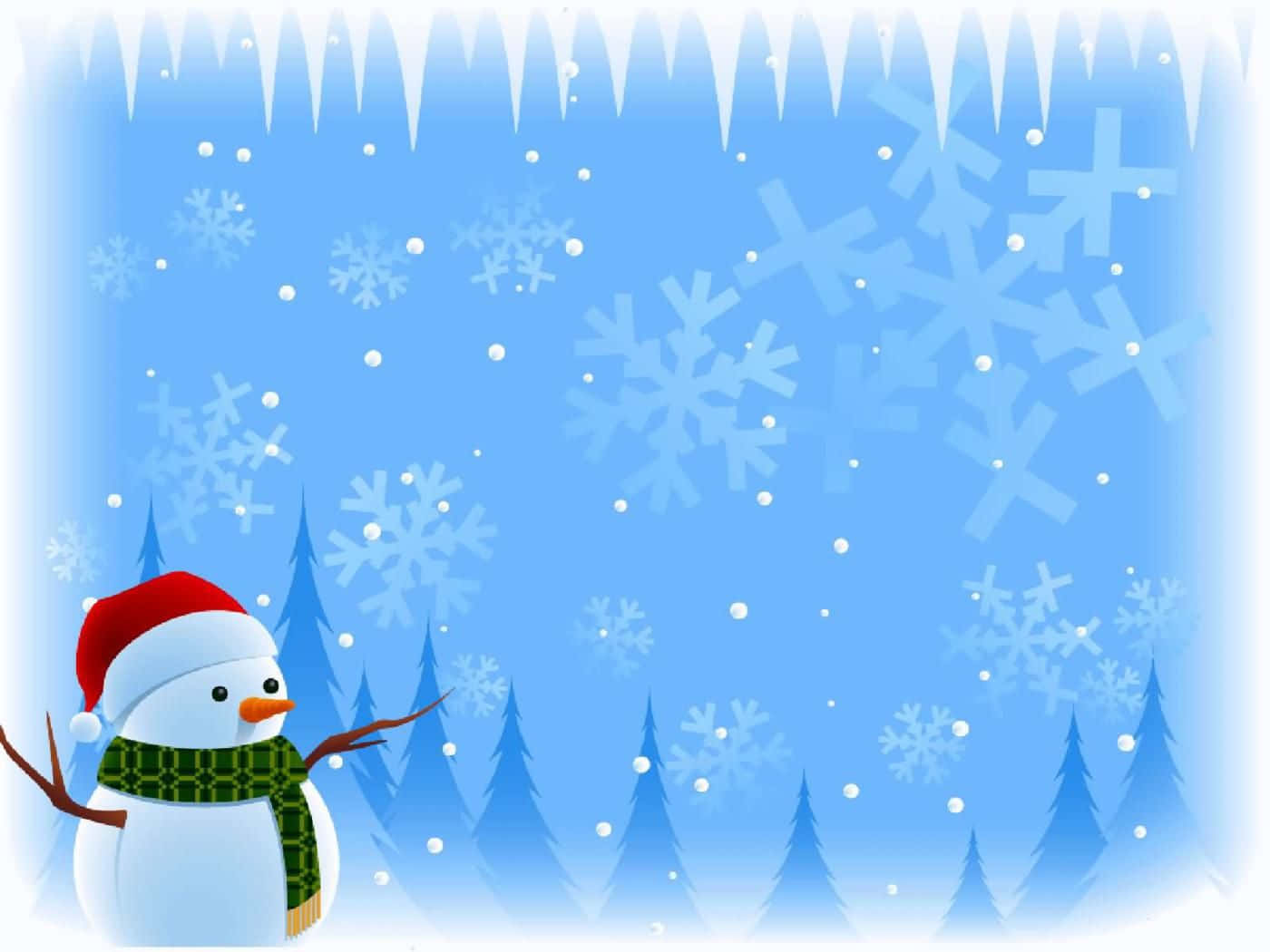 Christmas Cartoon, snowman, red hat, HD Desktop Wallpaper