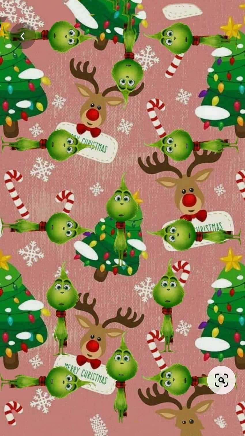 Christmas Cartoon Characters Pattern, reindeer, green grinch, HD Phone Wallpaper
