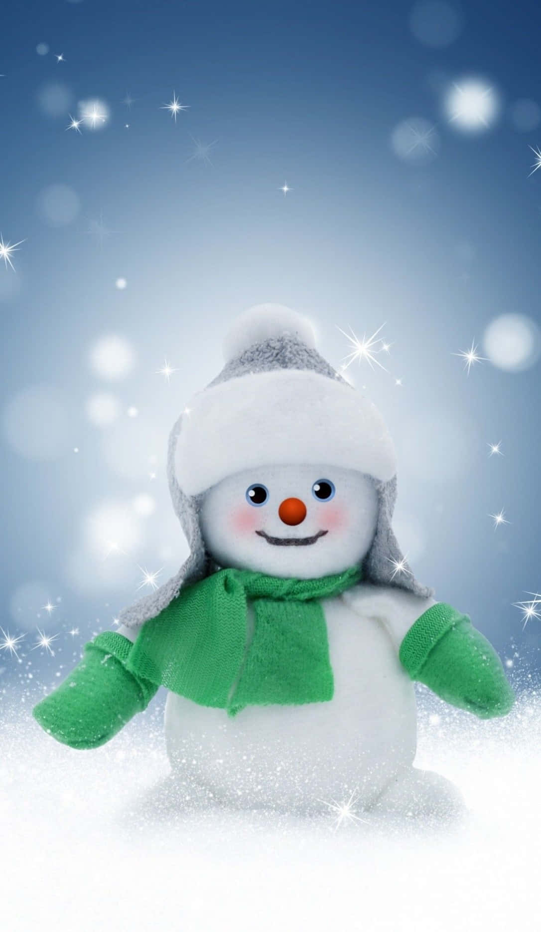 snowman, gray hat, green scarf, HD Phone Wallpaper