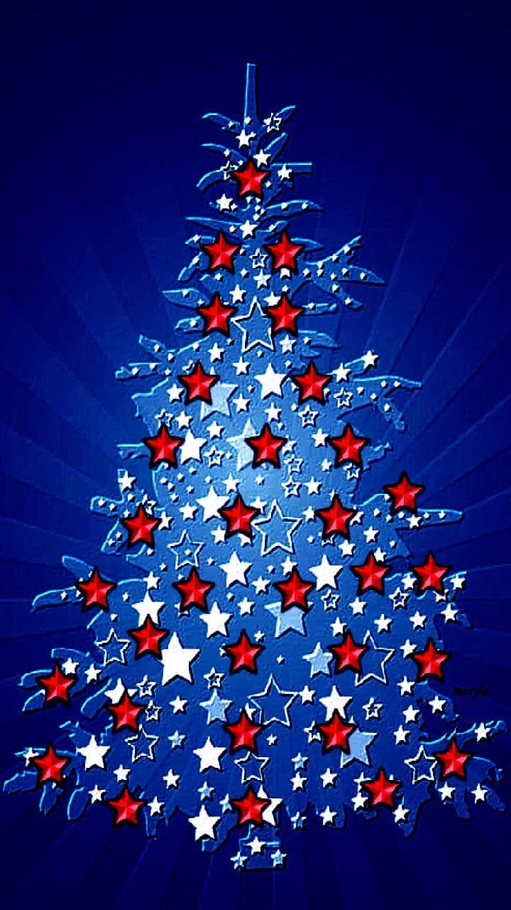 Christmas Cell Phone, red white and blue stars, dark blue background, HD Phone Wallpaper