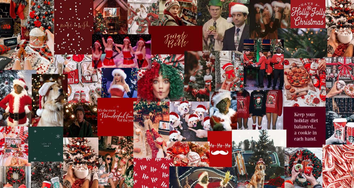 Christmas Collage Laptop, Santa hats, reindeer cookies, SD Desktop Wallpaper