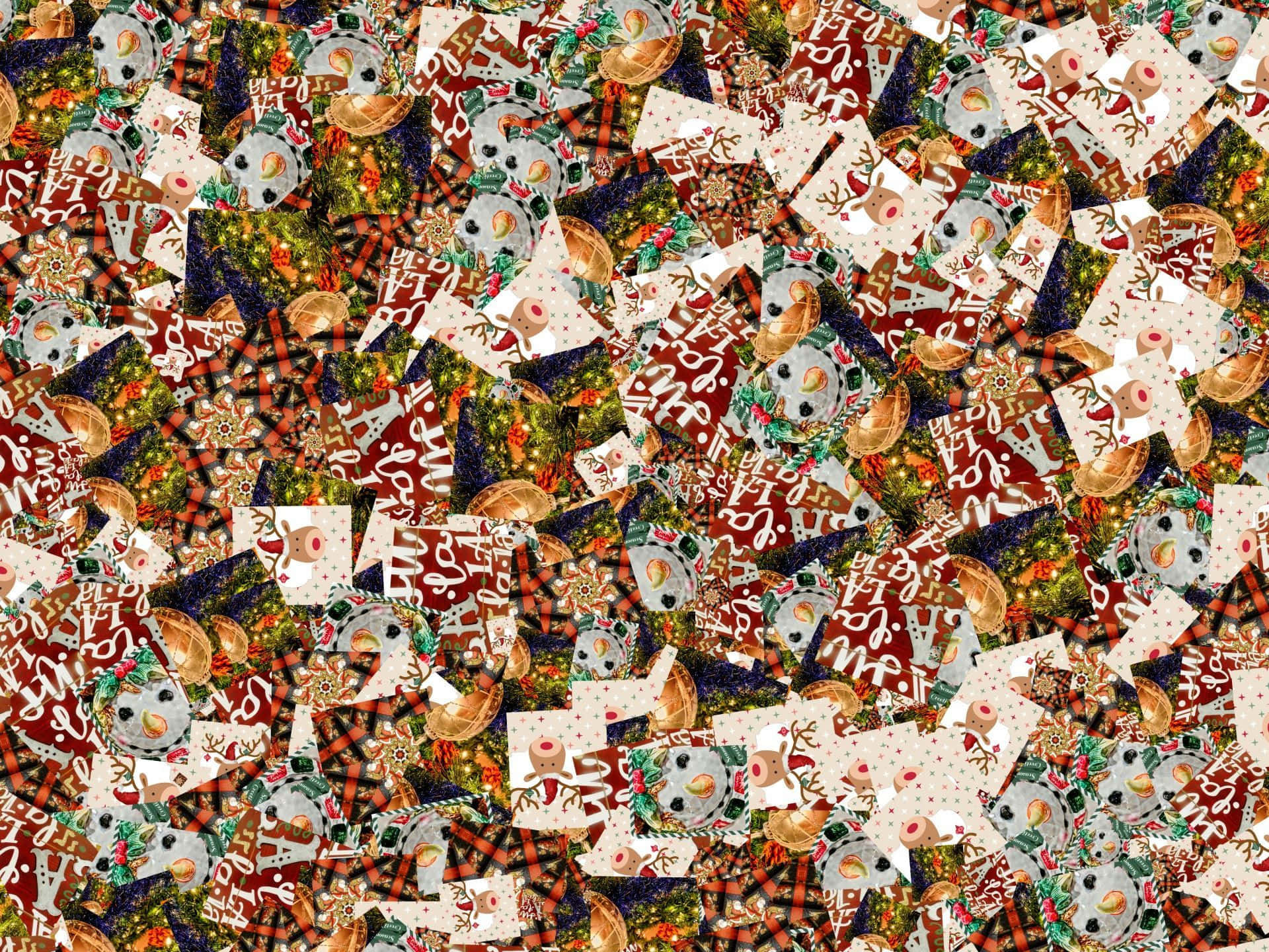 Christmas Collage, snowmen, reindeer, Full HD Desktop Wallpaper