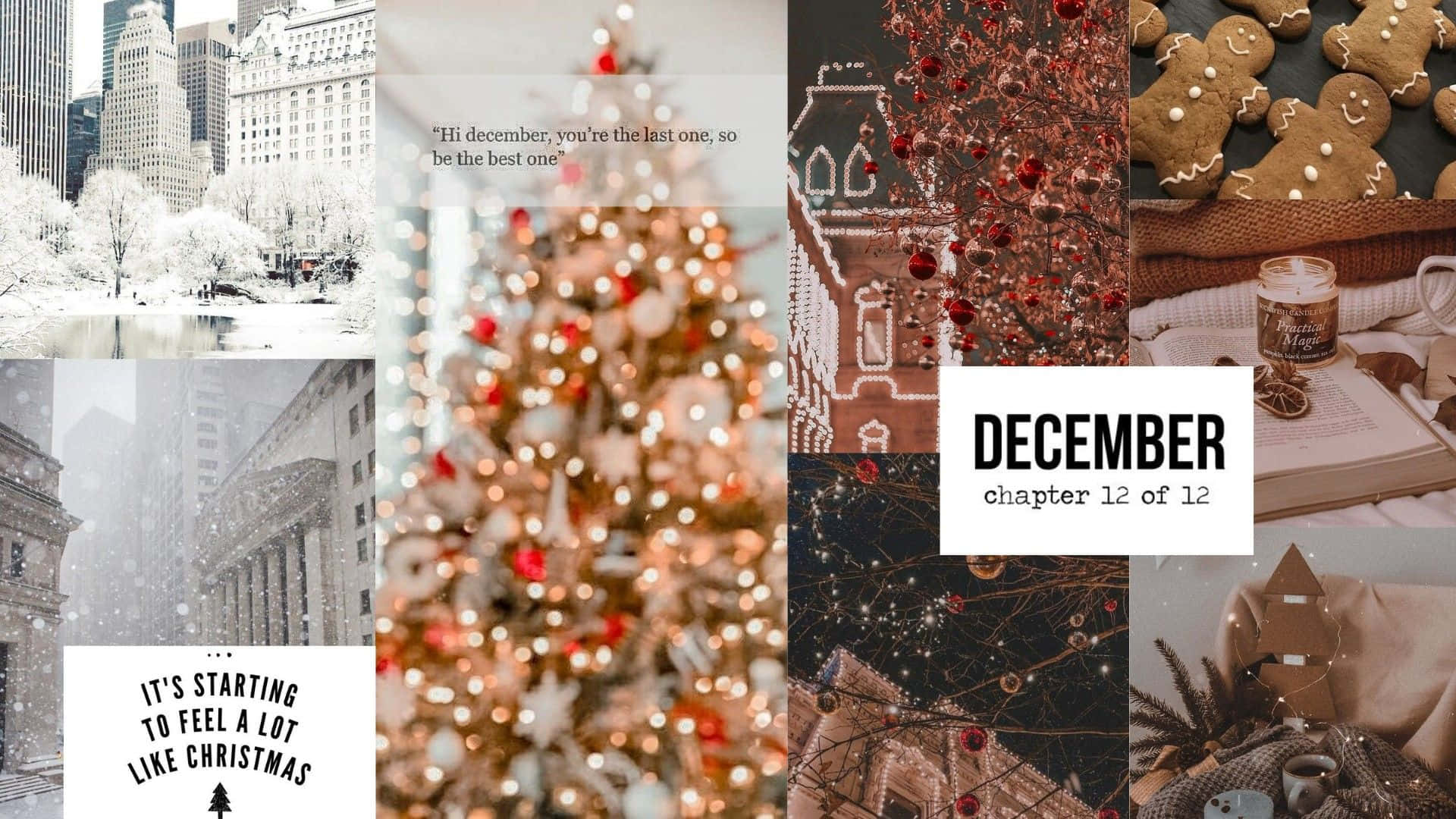 Christmas Collage, December, snowy cityscapes, Full HD Desktop Wallpaper