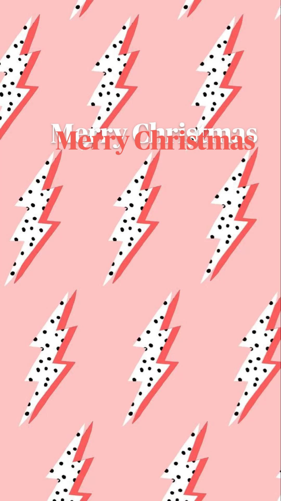 Preppy Christmas, pink background, white lightning bolts, Full HD Phone Wallpaper