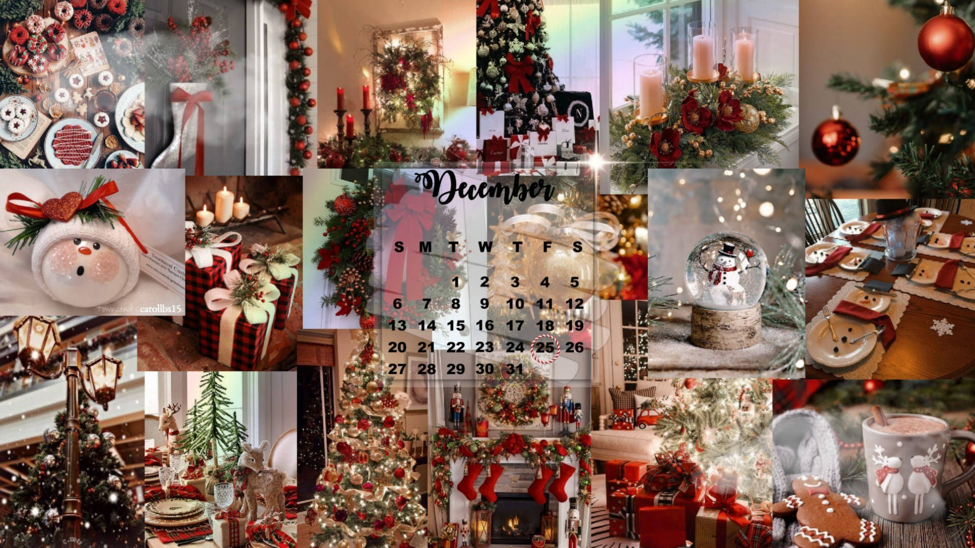 Christmas Collage, December, Christmas trees, Full HD Desktop Wallpaper