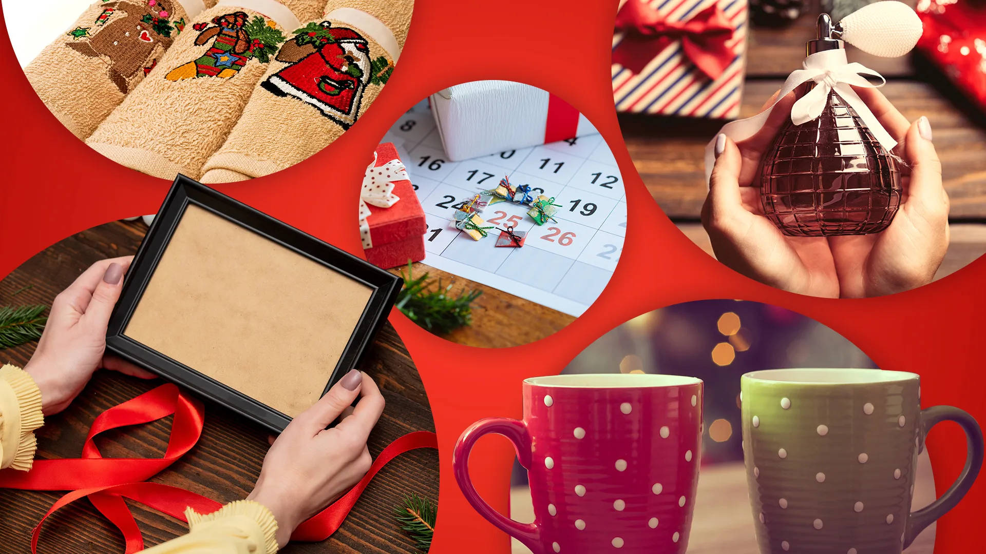 vibrant red, holiday gifts, mugs, Full HD Desktop Wallpaper
