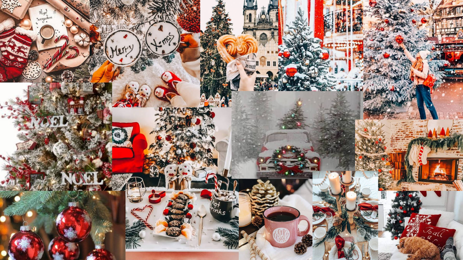 Arctic Weather Christmas Collage, Christmas scenes, decorated trees, Full HD Desktop Wallpaper