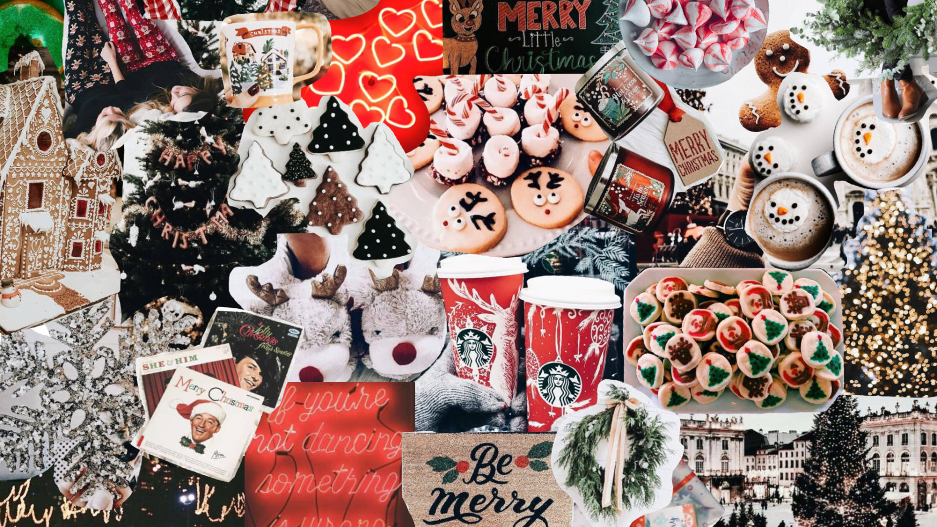 Coffee Day, Christmas Collage, Christmas cookies, Full HD Desktop Wallpaper