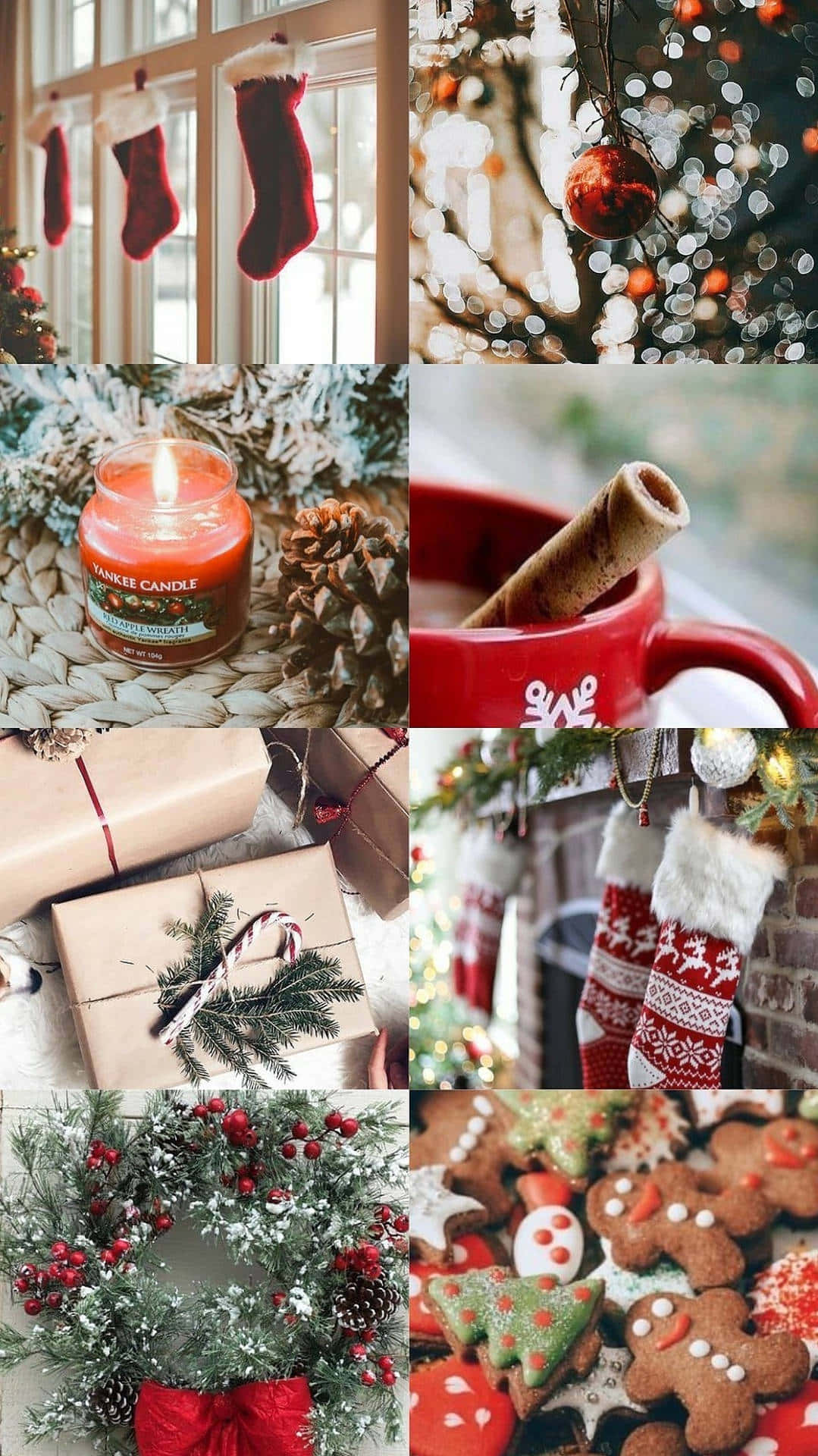 Christmas Collage, stockings, pinecones, Full HD Phone Wallpaper