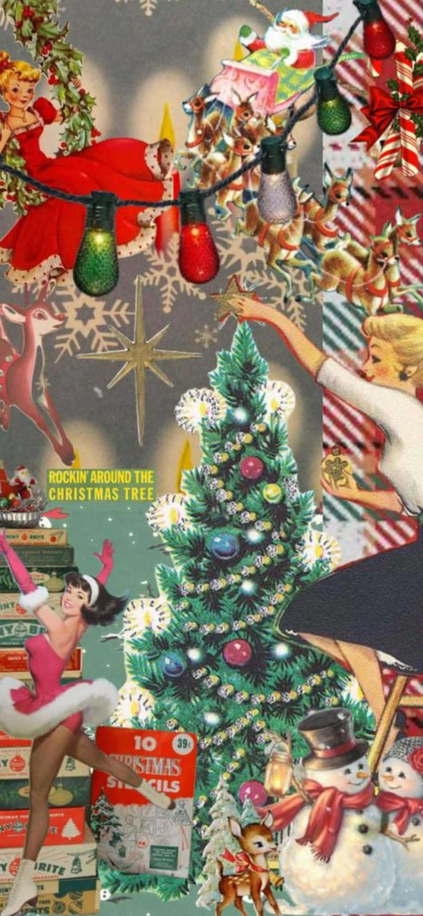 vintage50s, Christmas Collage, dancing women, HD Phone Wallpaper