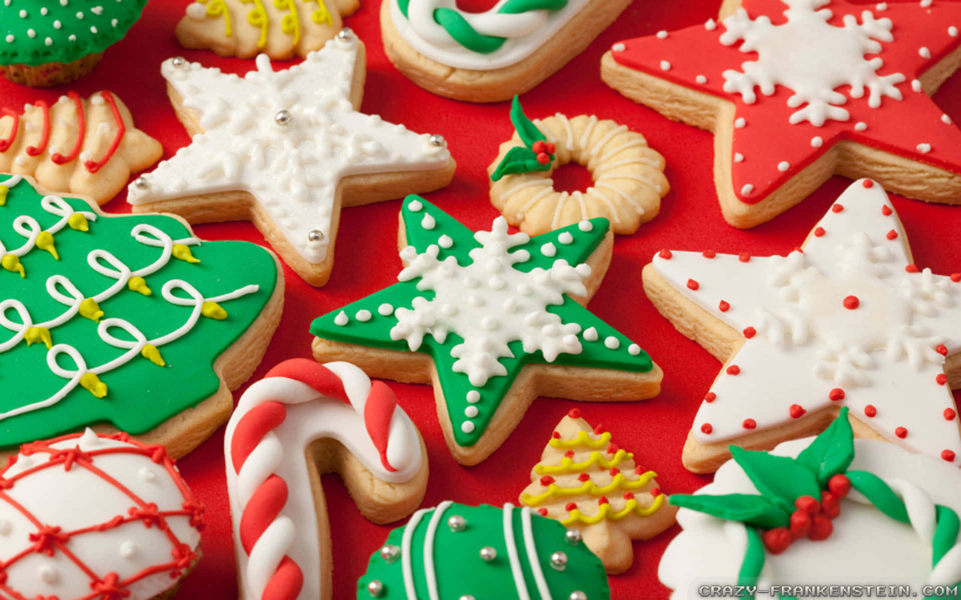 Christmas cookies, stars, trees, Full HD Desktop Wallpaper