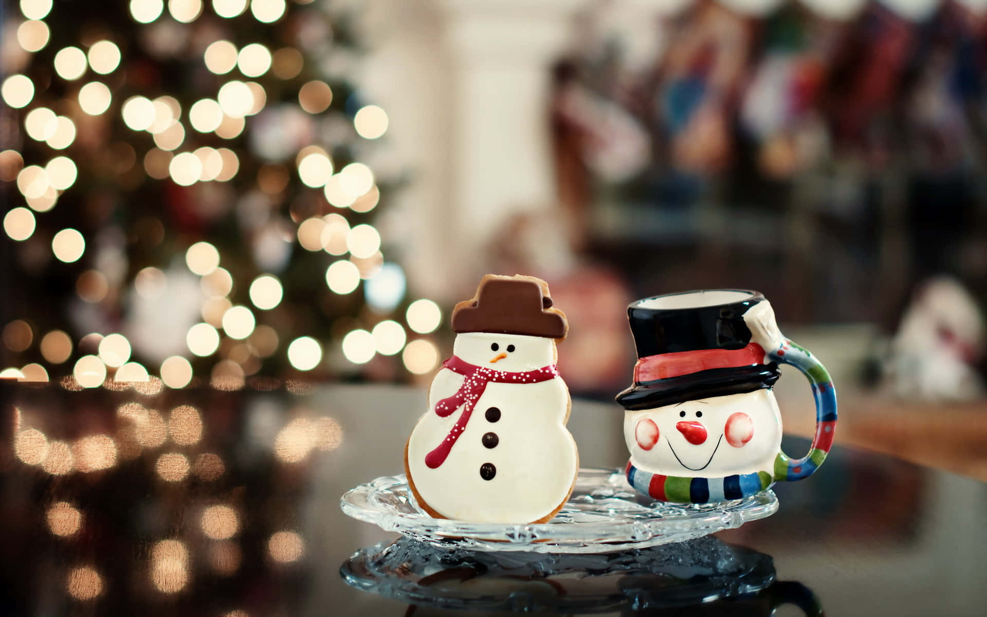Christmas Snowman Cookies Decor, snowman-themed mugs, cookie, Full HD Desktop Wallpaper