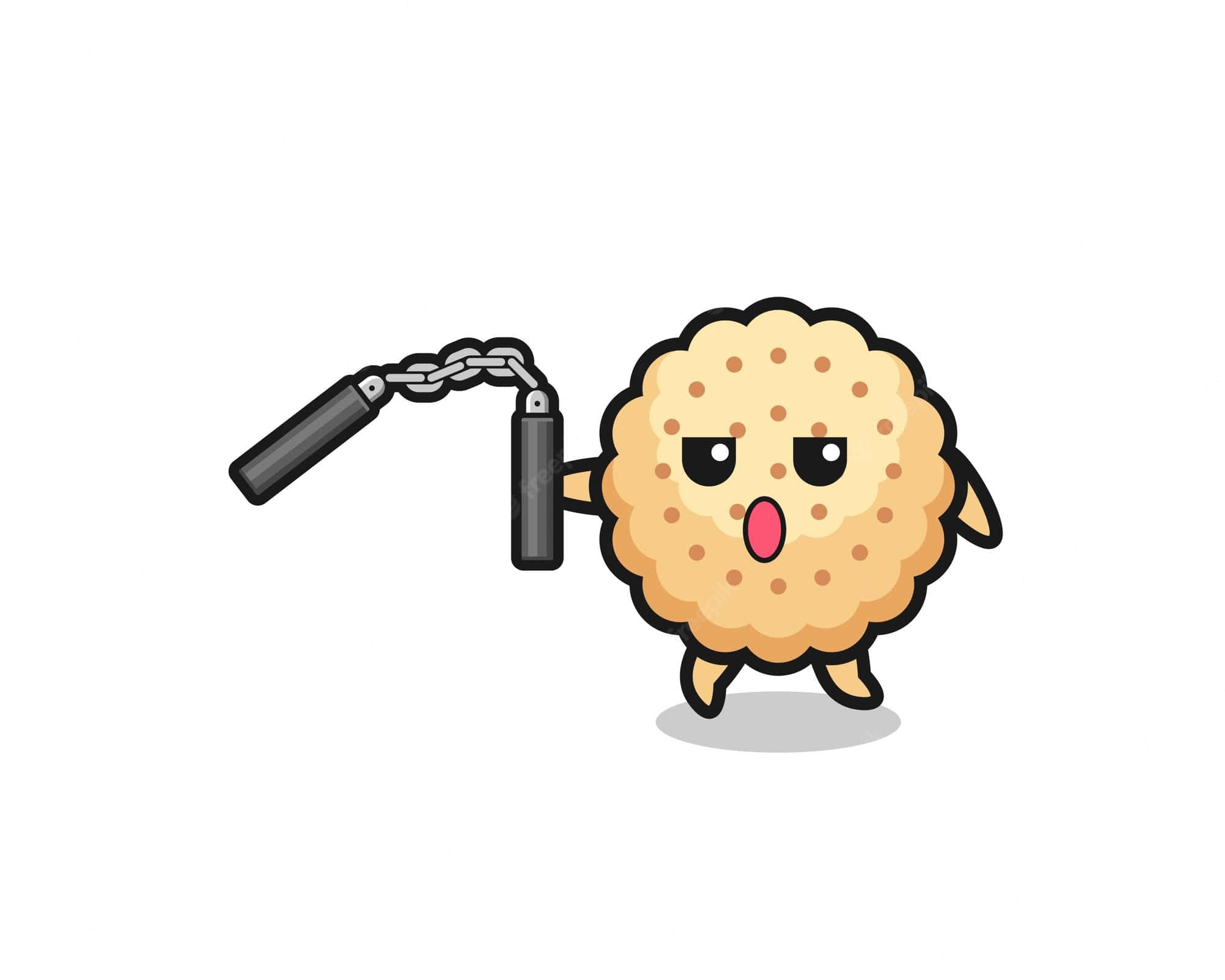 cookie swirl c, cartoon cookie, black nunchaku, Full HD Desktop Wallpaper