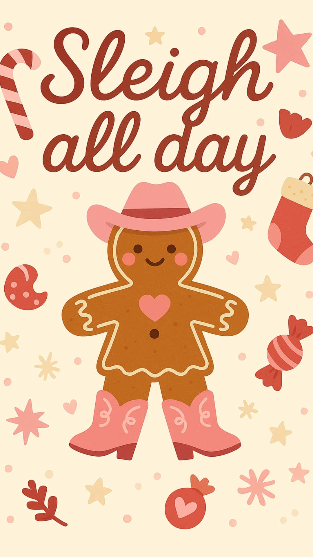 gingerbread man, pink cowboy hat, boots, Full HD Phone Wallpaper