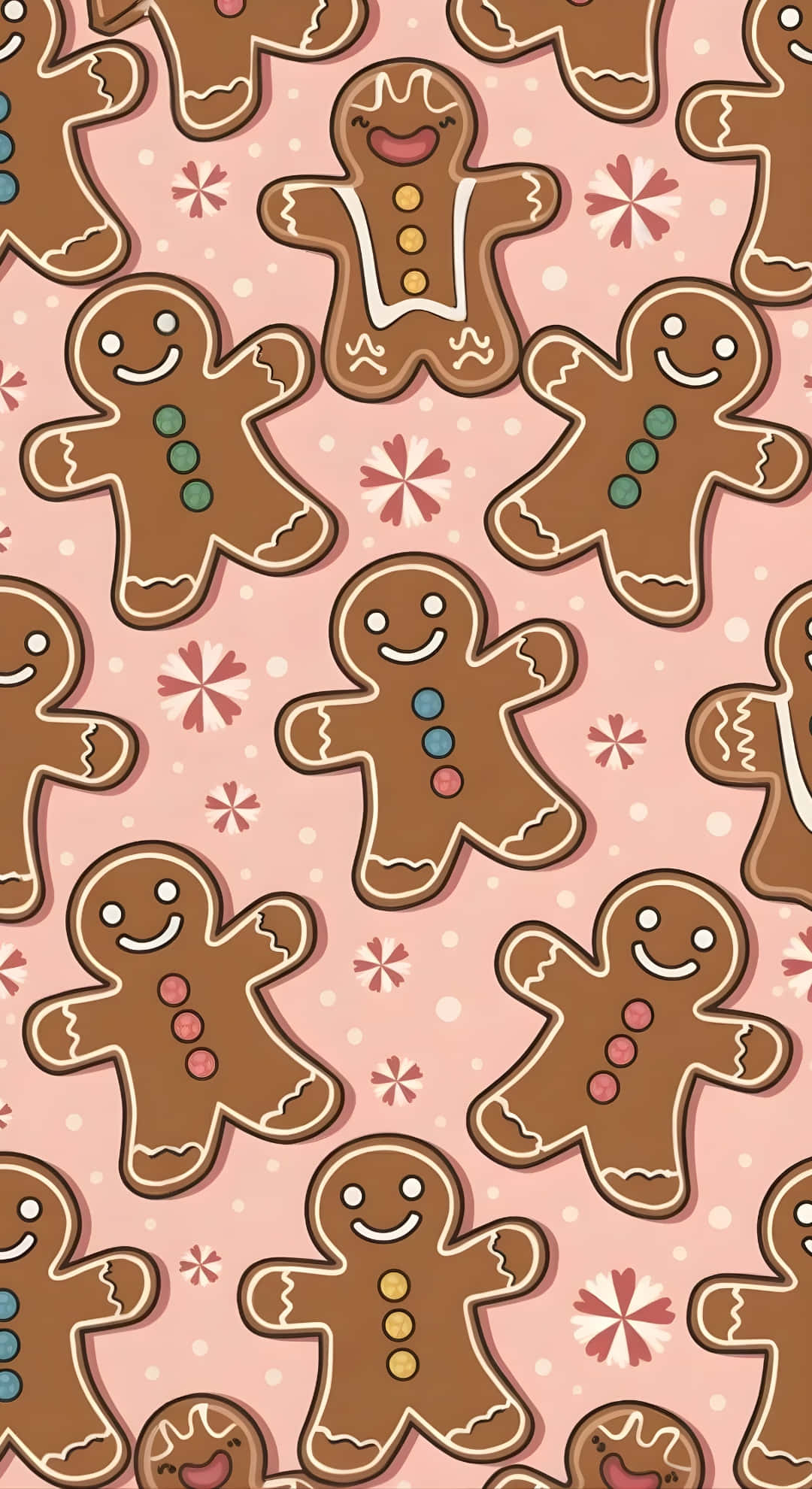 gingerbread men, colorful buttons, pink background, Full HD Phone Wallpaper