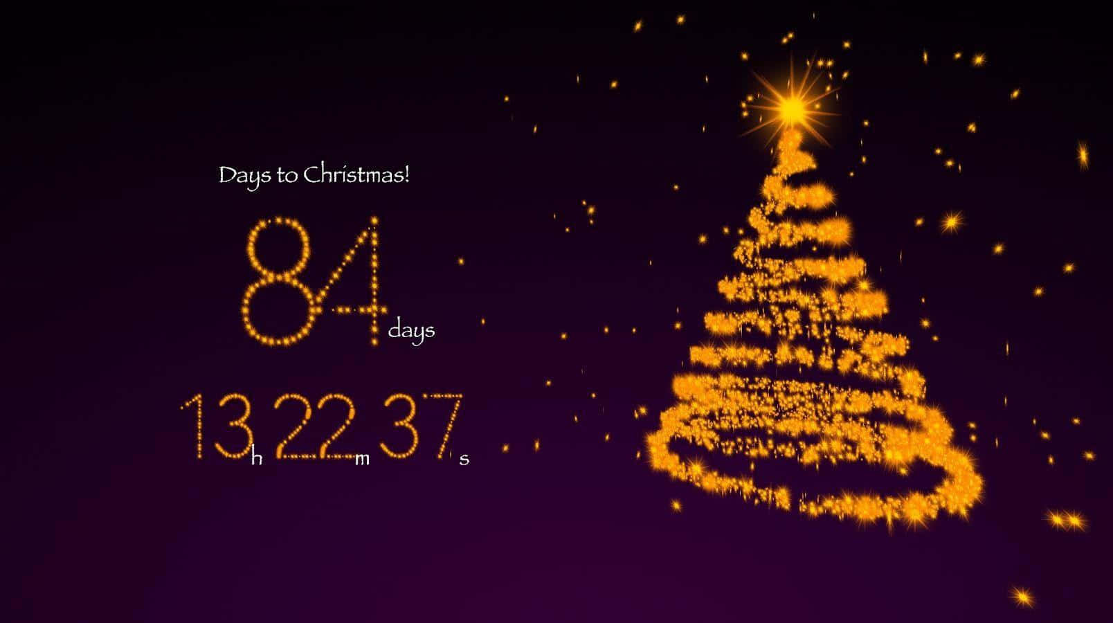 Christmas tree, countdown timer, glowing golden, HD Desktop Wallpaper