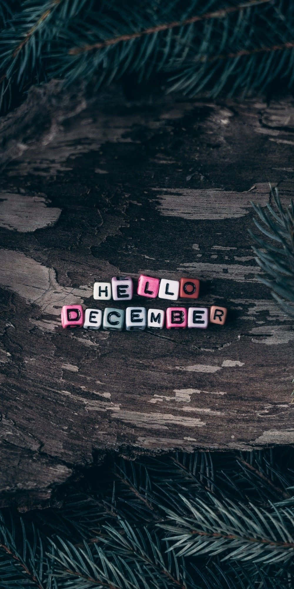 hello december, colorful letter blocks, weathered wooden surface, Full HD Phone Wallpaper