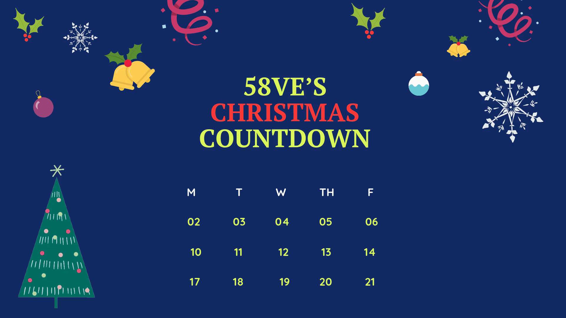 Christmas Countdown, decorated tree, holiday icons, Full HD Desktop Wallpaper