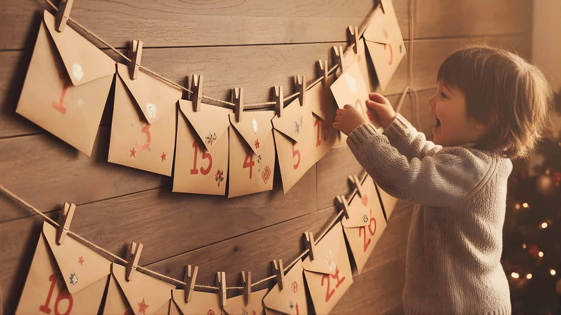 advent calendar, numbered paper envelope, knit sweater, Full HD Desktop Wallpaper