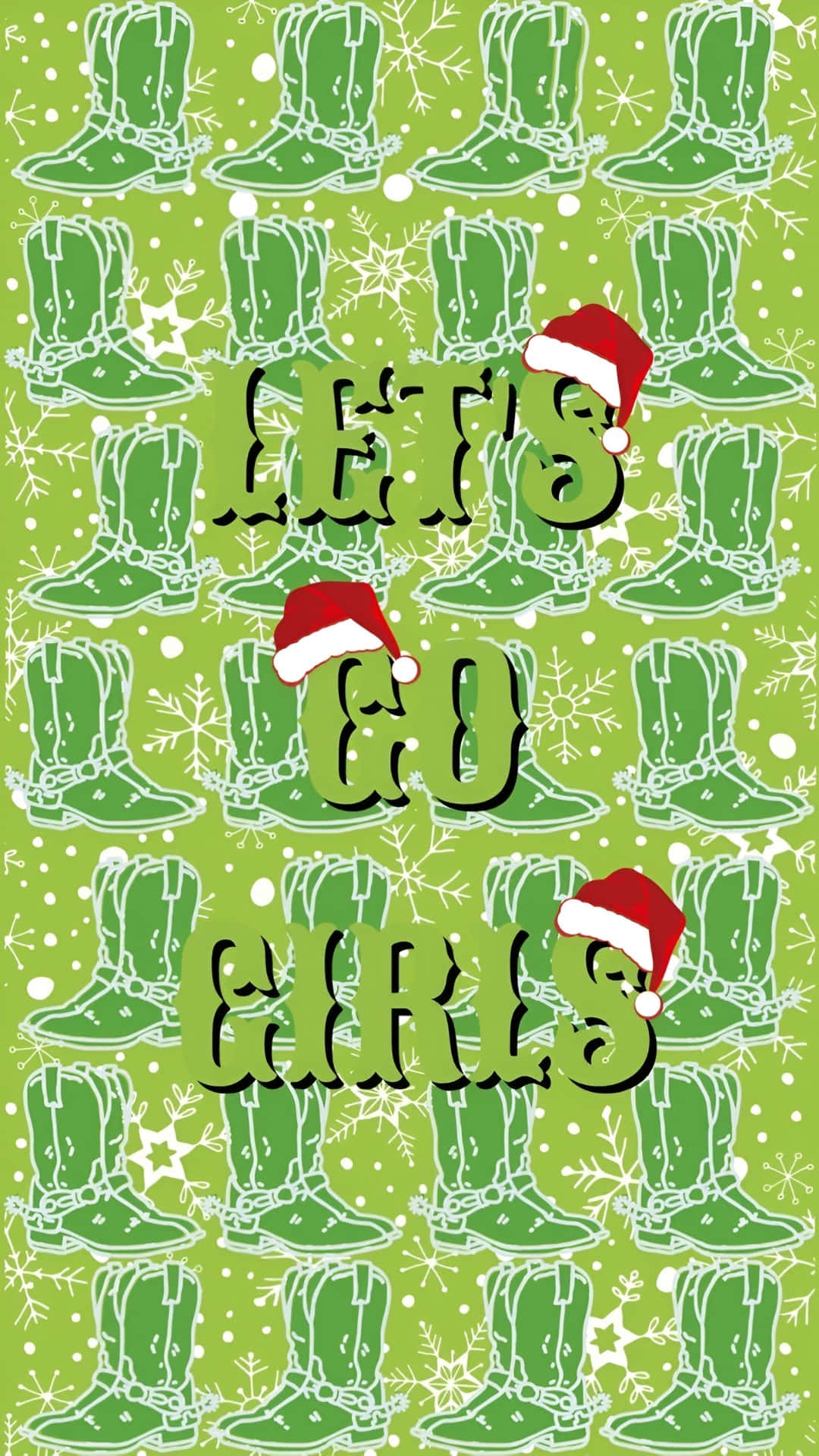Cowgirl Christmas Holiday Cheer, green cowboy boots, Santa hats, Full HD Phone Wallpaper