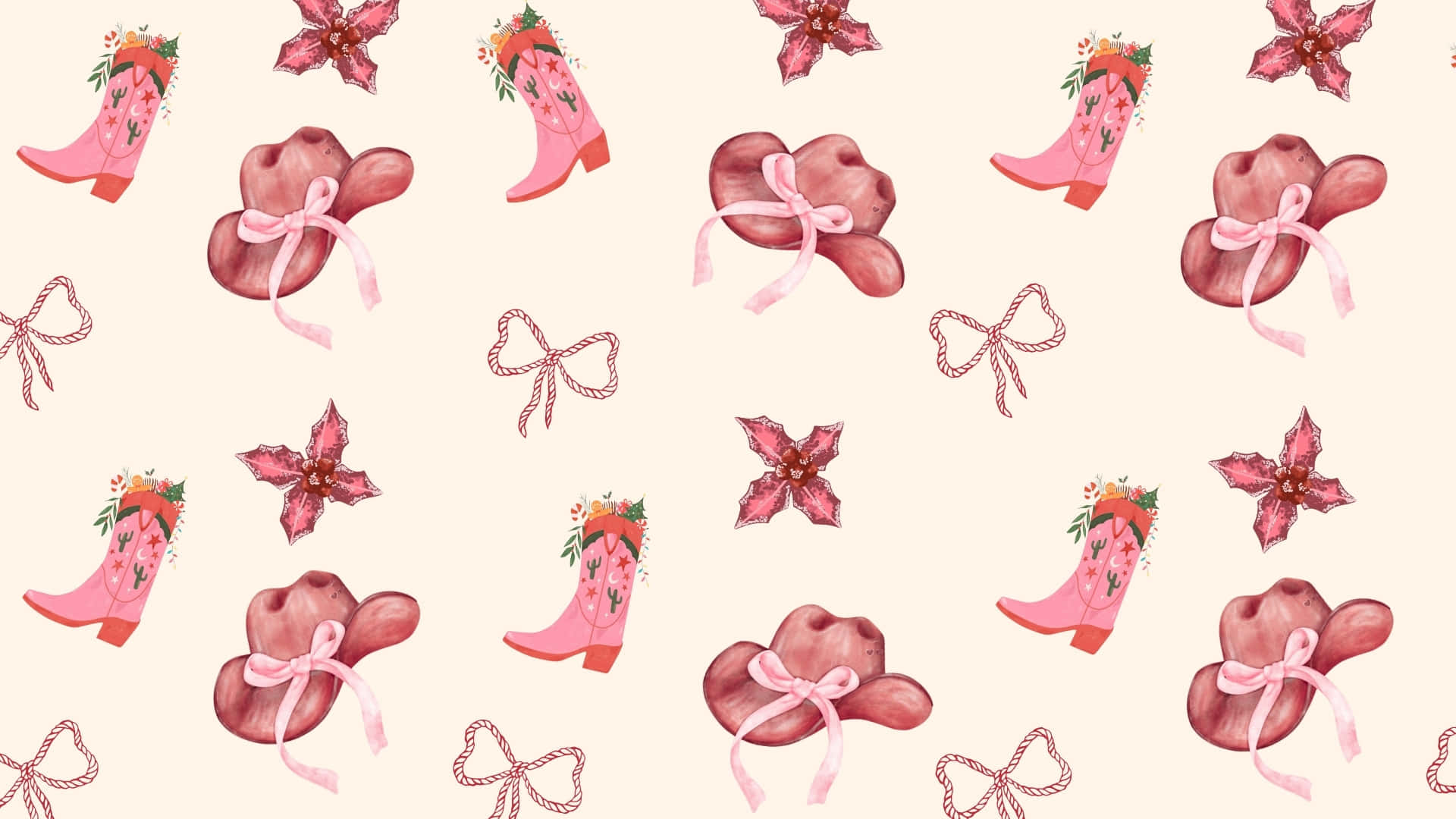 cowgirl, Christmas, pink cowboy boots, Full HD Desktop Wallpaper