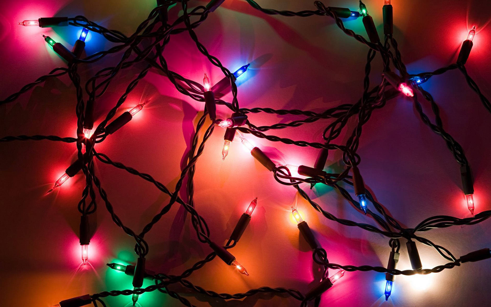 Christmas Desktop, colorful lights, red, Full HD Desktop Wallpaper